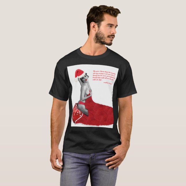 Funny Rude Sexy Pinupet Santa Manar jul T-shirt (Hel framsida)