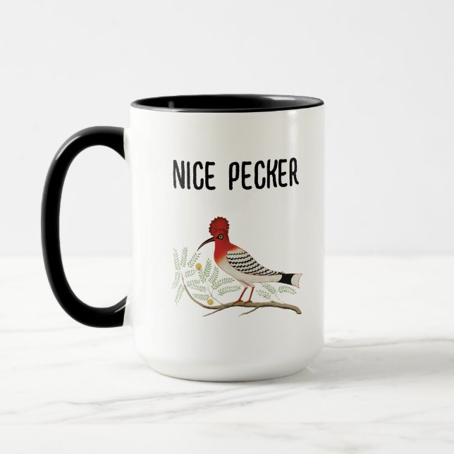 Funny Rude Woodpecker, Birdwatch Nice Pecker Mugg (Vänster)