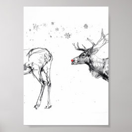 Funny Rudolf Reindeer jul Kärlek Poster