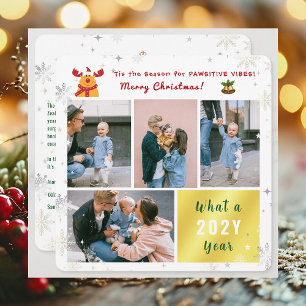 Funny Rudolph 4 Photos Collage Brev Cute Merry Julkort