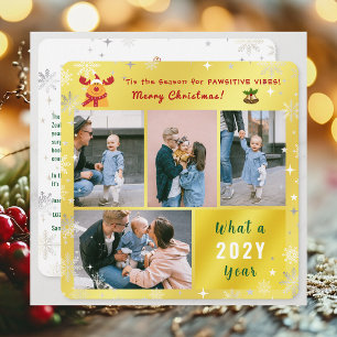 Funny Rudolph 4 Photos Collage Cute Elegant Julkort