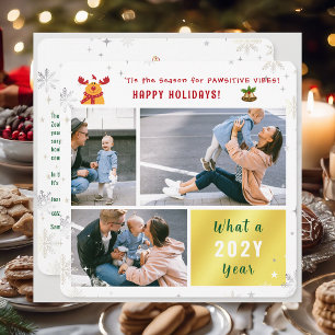 Funny Rudolph Cute Glad helg 3 Photos Collage Julkort