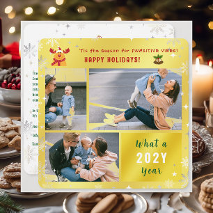 Funny Rudolph Cute Glad helg Golden 3 Photo Julkort