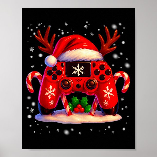 Funny Rudolph Game Controller Christmas Xmas Boy K Poster (Framsidan)