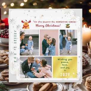 Funny Rudolph Peace Kärlek Joy Modern Photo Collag Julkort