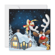 Funny Rudolph Red Nose Reindeer Helgdag Card