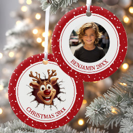Funny Rudolph Reindeer Photo jul Ornament