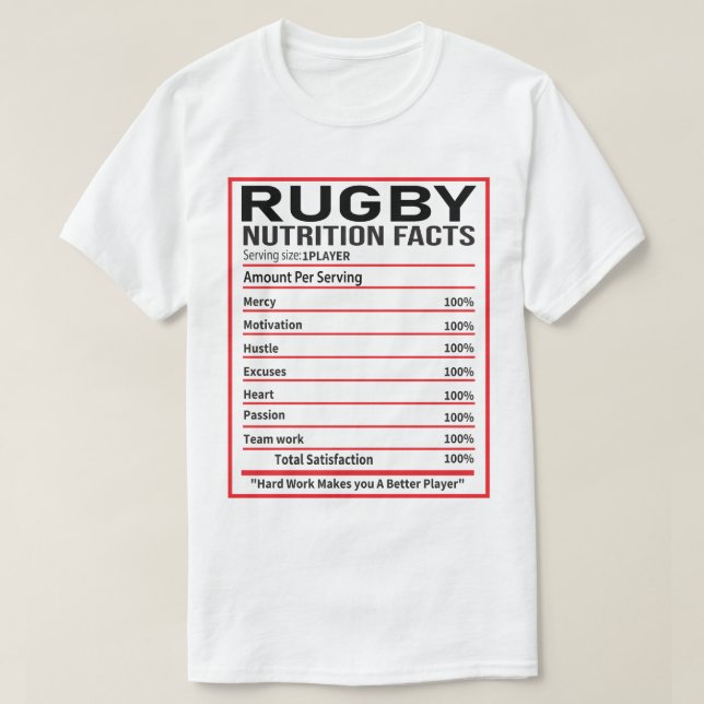 Funny Rugby Nutrition Facts Rugby Player Gift T Shirt (Design framsida)