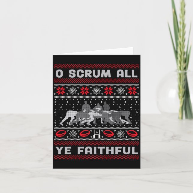 Funny Rugby O Scrum All Ye Faithful Ugly Merry Chr Kort (Framsida)