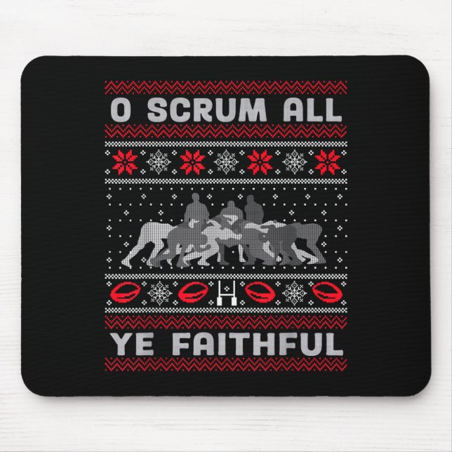 Funny Rugby O Scrum All Ye Faithful Ugly Merry Chr Musmatta (Framsidan)