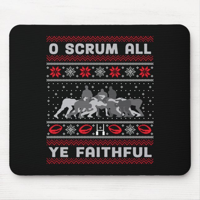 Funny Rugby O Scrum All Ye Faithful Ugly Merry Chr Musmatta (Framsidan)
