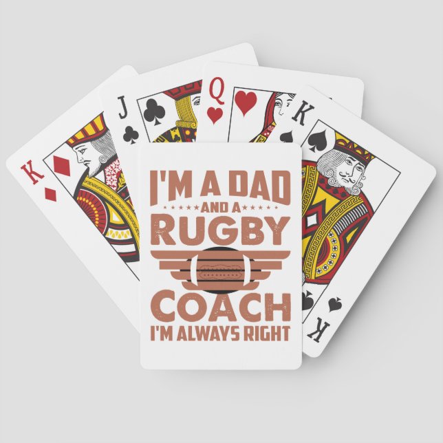 Funny Rugby Pappa och Rugby Coach Casinokort (Baksidan)