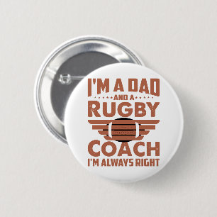 Funny Rugby Pappa och Rugby Coach Knapp