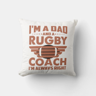 Funny Rugby Pappa och Rugby Coach Kudde