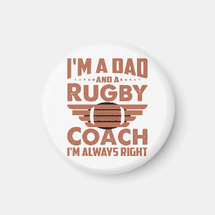 Funny Rugby Pappa och Rugby Coach Magnet