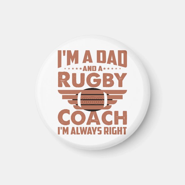 Funny Rugby Pappa och Rugby Coach Magnet (Framsidan)
