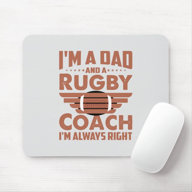 Funny Rugby Pappa och Rugby Coach Musmatta (Med mus)