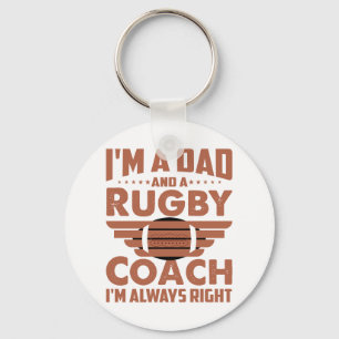 Funny Rugby Pappa och Rugby Coach Nyckelring