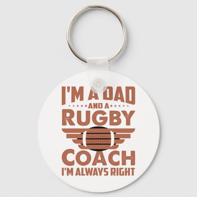 Funny Rugby Pappa och Rugby Coach Nyckelring (Framsida)