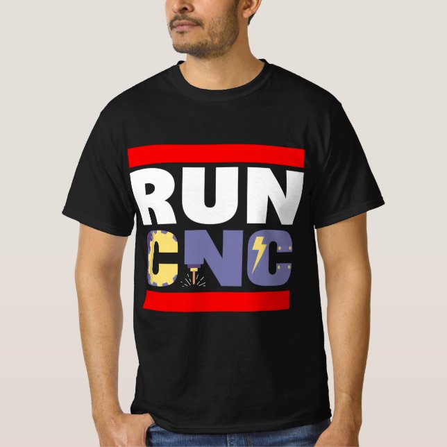 FUNNY RUN CNC MACHINIST ENGINEER MECHANIC OPERATOR T SHIRT (Framsida)