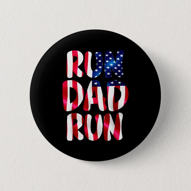 Funny run dad run marathon lover usa runner humor knapp (Framsida)