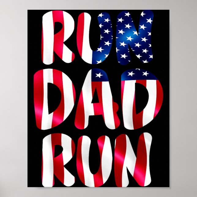 Funny run dad run marathon lover usa runner humor poster (Framsidan)