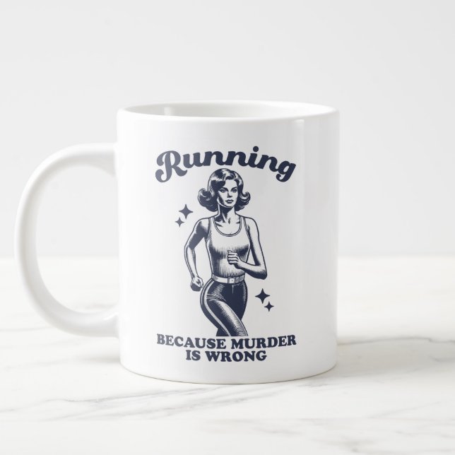Funny Running Because Murder Is Wrong Retro 20oz Jumbo Mugg (Vänster)