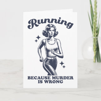 Funny Running Because Murder Is Wrong Retro Kort