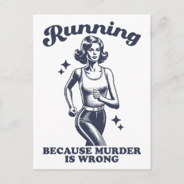 Funny Running Because Murder Is Wrong Retro Vykort