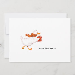 Funny Running Cartoon Duck Christmas Julkort