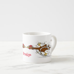 Funny running cool chicken cartoon illustration espressomugg