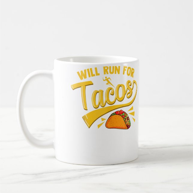Funny Running Runner Mexican Food Taco Will Run Fo Kaffemugg (Vänster)