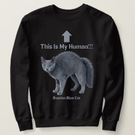 Funny Russian Blue Cat – This Is My Human Lång Ärmad Tröja