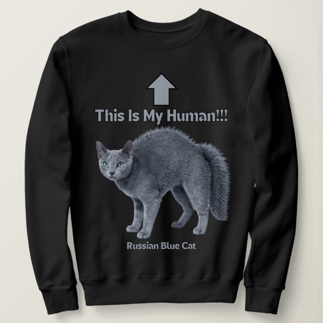 Funny Russian Blue Cat – This Is My Human T Shirt (Design framsida)
