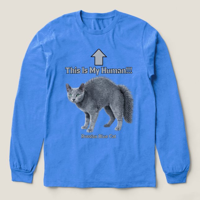 Funny Russian Blue Cat – This Is My Human T Shirt (Design framsida)