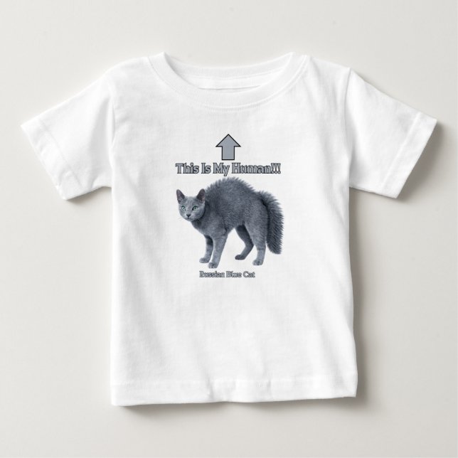 Funny Russian Blue Cat – This Is My Human T Shirt (Framsida)