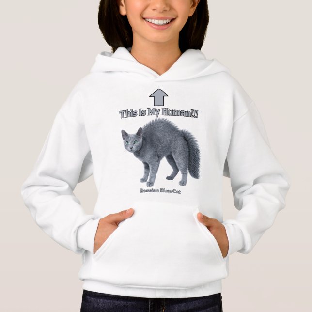 Funny Russian Blue Cat – This Is My Human T Shirt (Framsida)