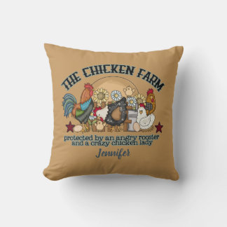 Funny Rust Brown Chicken Farm Kudde
