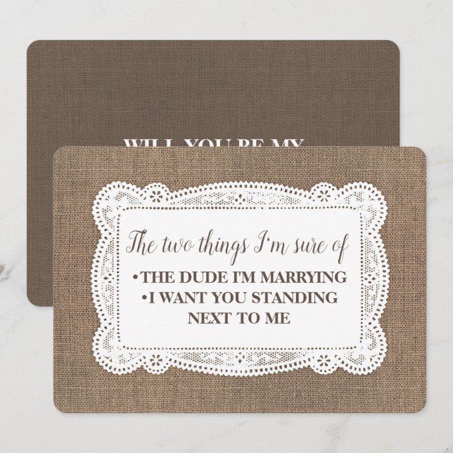 Funny Rustic Bridesmaid/Maid of honor Frieri Inbjudningar (Fram/baksida)