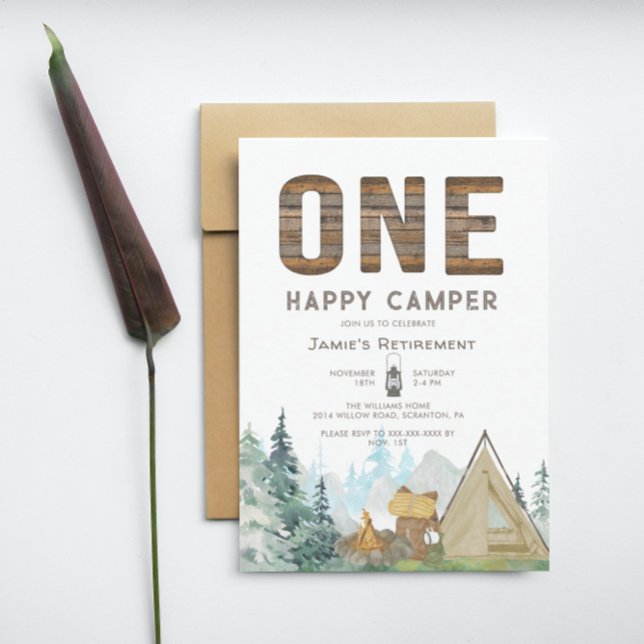 Funny Rustic One Lycklig Camper Pension Inbjudningar (Skapare uppladdad)