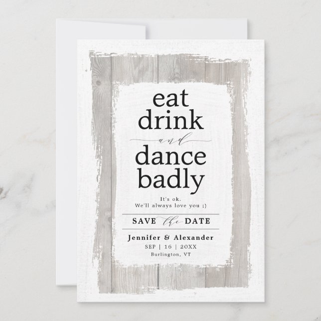 Funny Rustic Whitewaschwood Spara Datumet (Framsida)