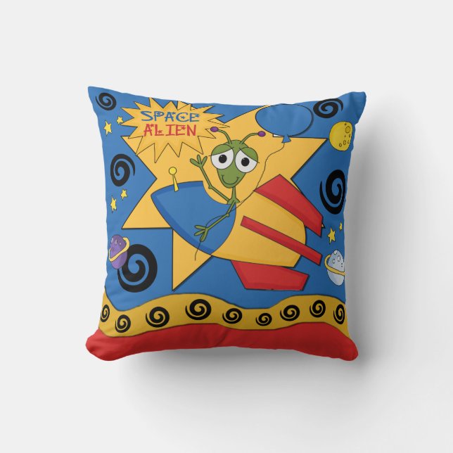 Funny rymd Alien Pillow Kudde (Framsida)