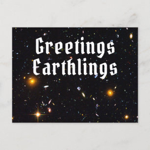 Funny Rymden Hälsning Earthlings Vykort