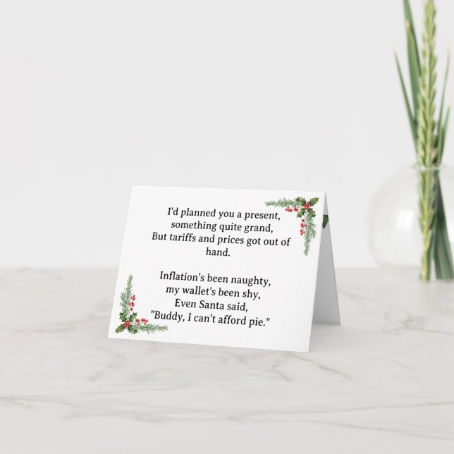 Funny Sad No Gift Due to Tariffs and Inflation Helgkort (Framsida)