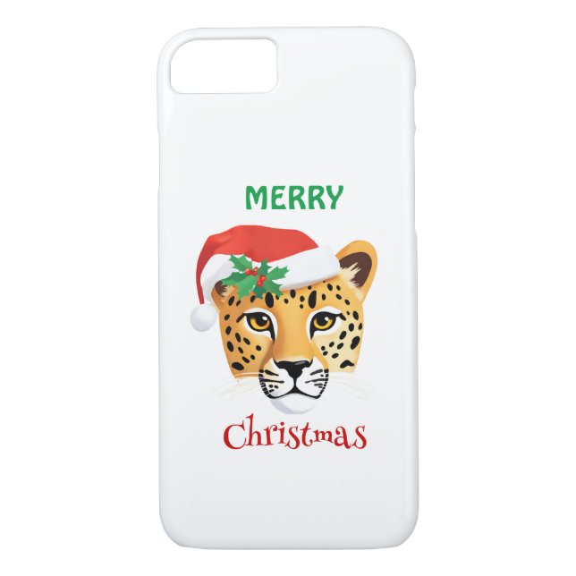 Funny Safari-djur Cheetah leopard Santa Julafton Case-Mate iPhone Skal (Baksida)