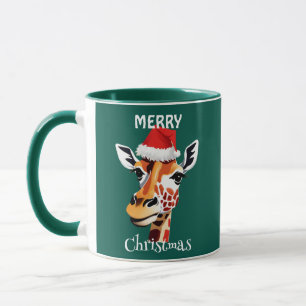 Funny Safari-djur Giraffe Santa Julafton party Mugg