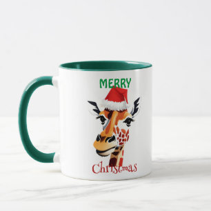 Funny Safari-djur Giraffe Santa Julafton party Mugg