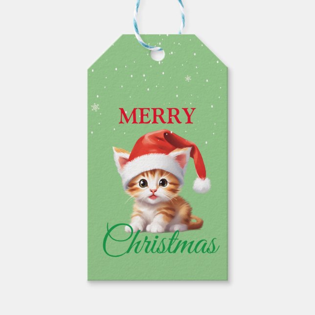 Funny Safari-djur Katt jultomten Presentetikett (Framsidan)