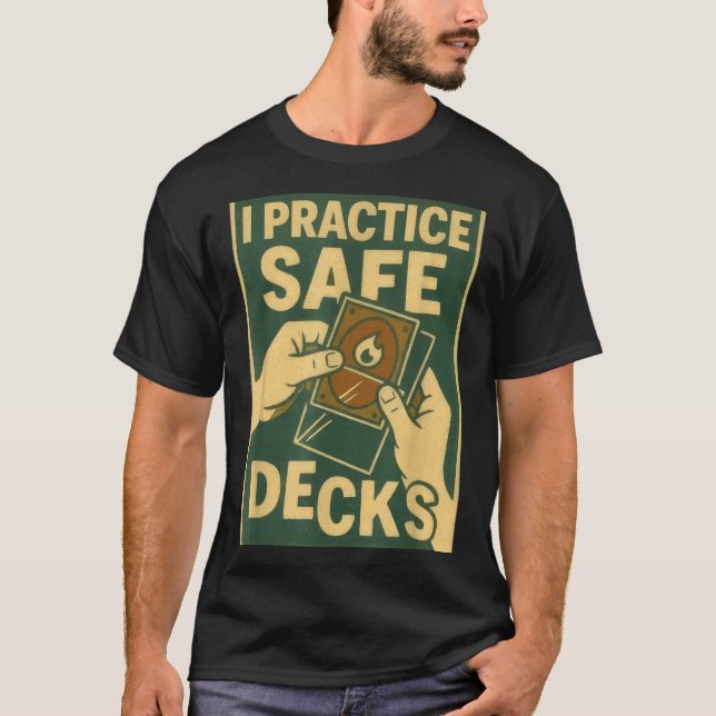 Funny Safe Decks Trading Card Game Pun Humor  T Shirt (Framsida)