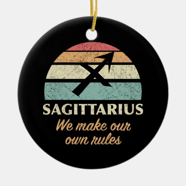Funny Sagittarius Zodiac Regler Julgransprydnad Keramik (Framsidan)